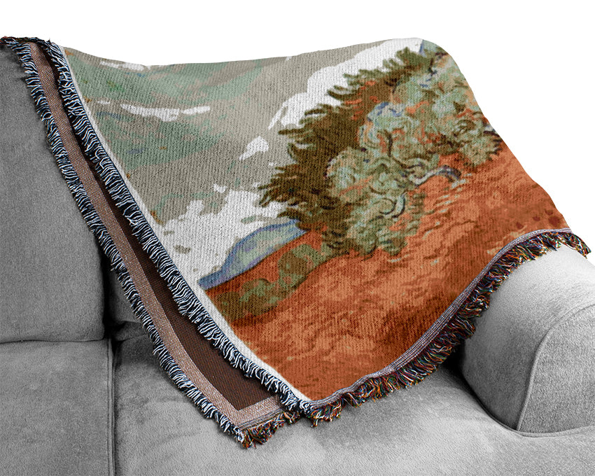 Van Gogh Cornfield With Cyprusses Woven Blanket