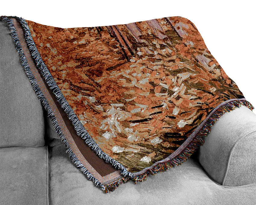 Van Gogh Couple Walk In The Woods Woven Blanket
