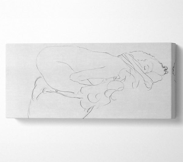 Klimt, nach rechts hockend, Zeichnung