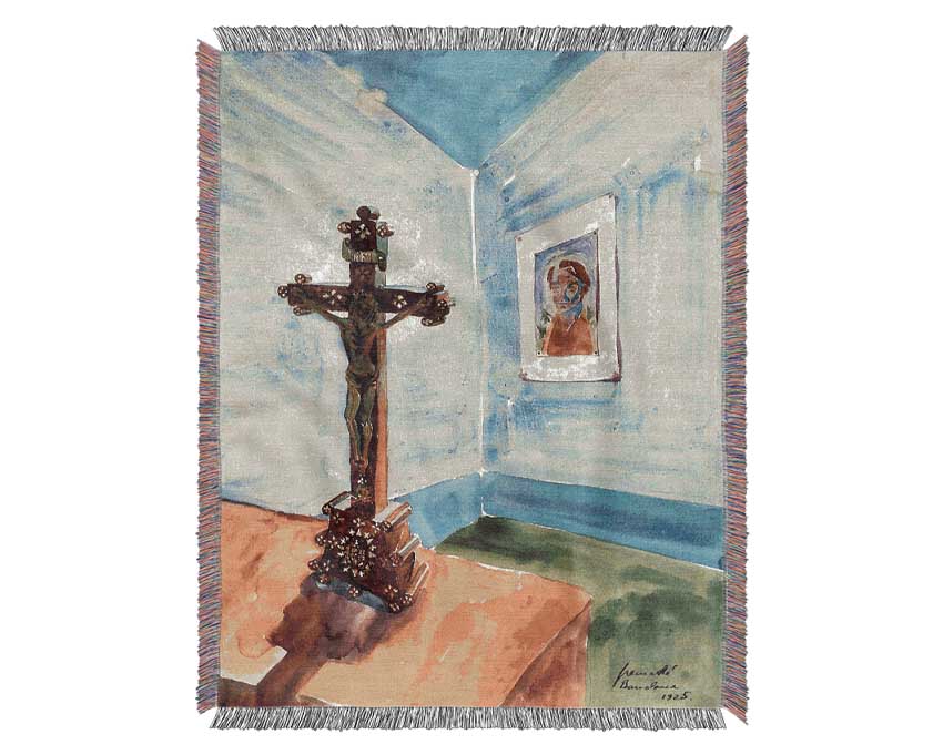 Walter Gramatte Crucifix In The Room Woven Blanket