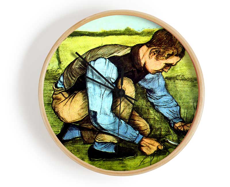 Van Gogh Cutting Grass Clock - Wallart-Direct UK