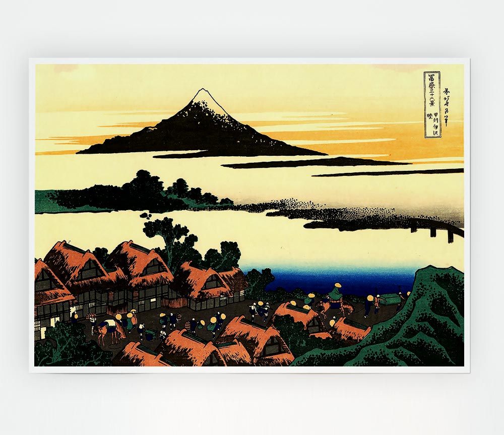 Hokusai Dawn At Isawa In The Kai Province Print Poster Wall Art