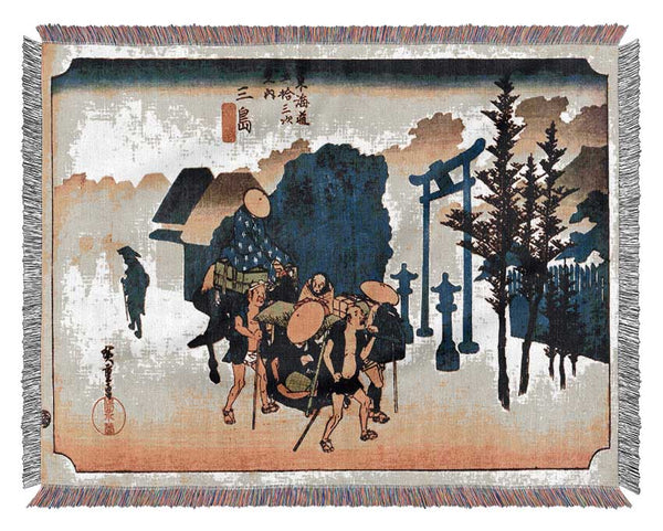 Hiroshige Dawn Mist Woven Blanket