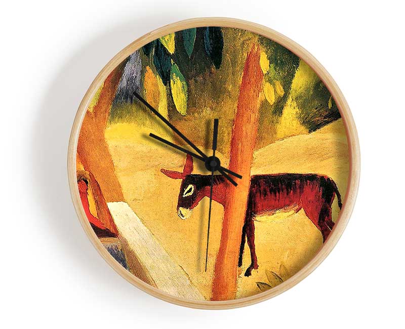 August Macke Donkeys In The Palms Clock - Wallart-Direct UK