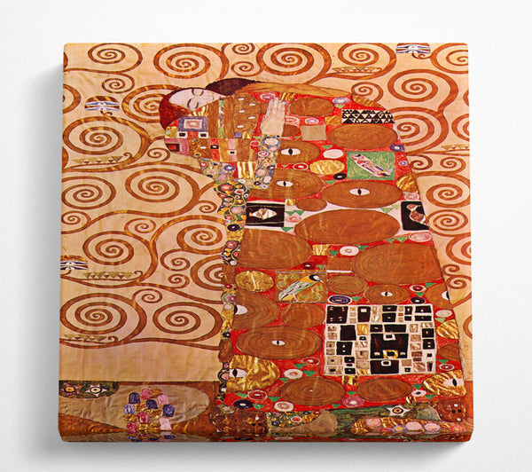 A Square Canvas Print Showing Klimt Embrace Square Wall Art
