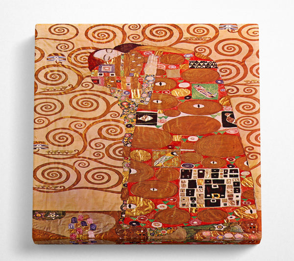 A Square Canvas Print Showing Klimt Embrace Square Wall Art
