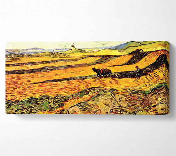 Van Gogh Field With Ploughman And Mill