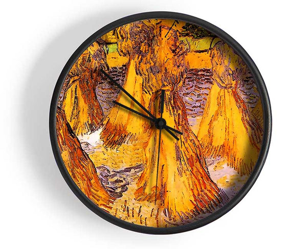 Van Gogh Field With Stacks Of Wheat Clock - Wallart-Direct UK