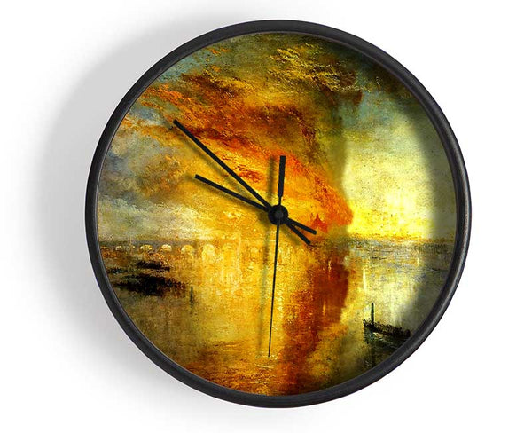 Joseph Mallord Turner Fire At The Parliament Building In 1834 Clock - Wallart-Direct UK