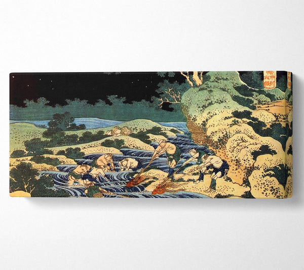 Hokusai Angeln mit Fackeln