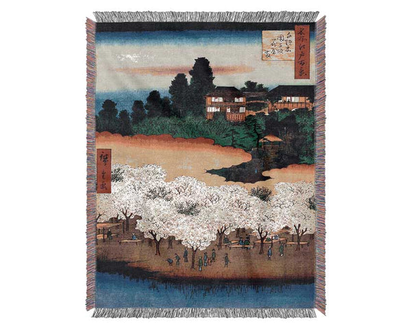 Hiroshige Flower Pavillion Woven Blanket