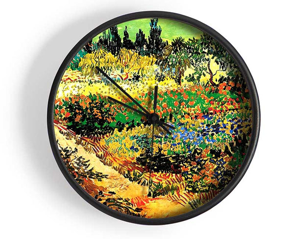 Van Gogh Flowering Garden With Path Clock - Wallart-Direct UK