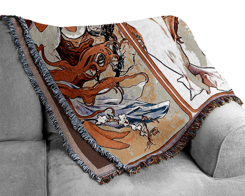 Alphonse Mucha Four Seasons Woven Blanket