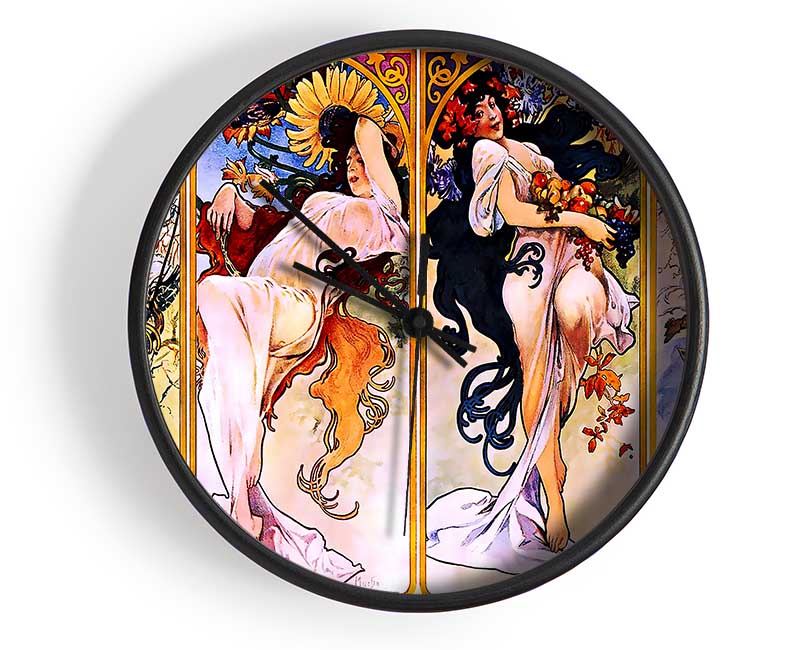 Alphonse Mucha Four Seasons Clock - Wallart-Direct UK