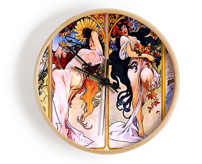 Alphonse Mucha Four Seasons Clock - Wallart-Direct UK