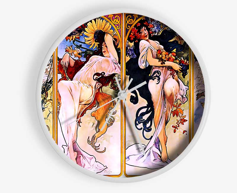 Alphonse Mucha Four Seasons Clock - Wallart-Direct UK