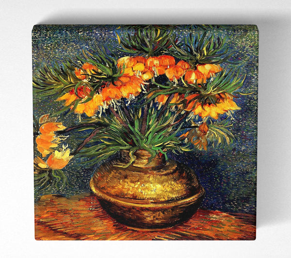 Picture of Van Gogh Fritillaries In A Copper Vase Square Canvas Wall Art