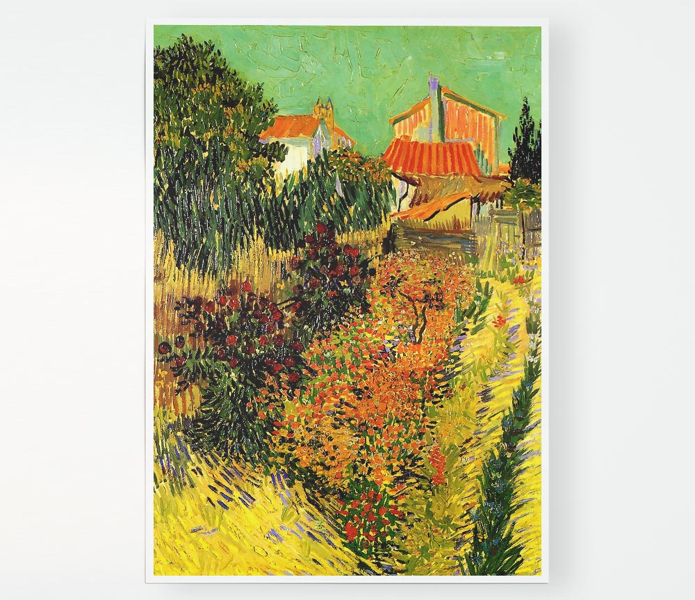 Van Gogh Garden Behind A House Print Poster Wall Art