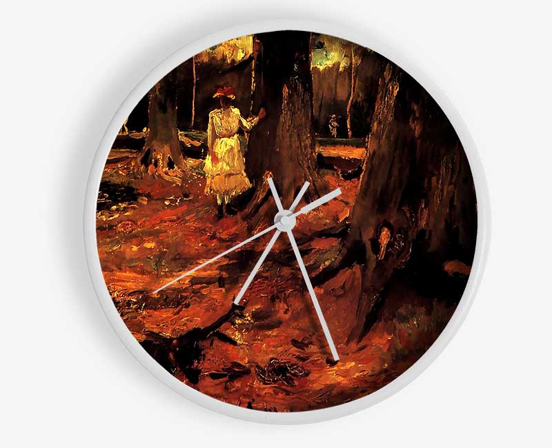 Van Gogh Girl In White In The Woods Clock - Wallart-Direct UK