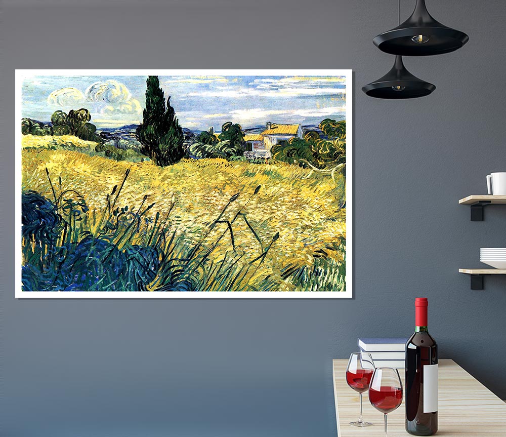 Van Gogh Green Wheat Field With Cypress 2 Print Poster Wall Art