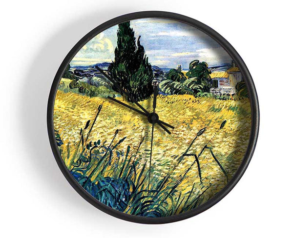 Van Gogh Green Wheat Field With Cypress 2 Clock - Wallart-Direct UK