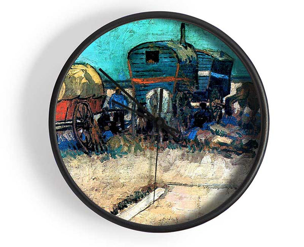 Van Gogh Gypsy Camp With Horse Carriage Clock - Wallart-Direct UK
