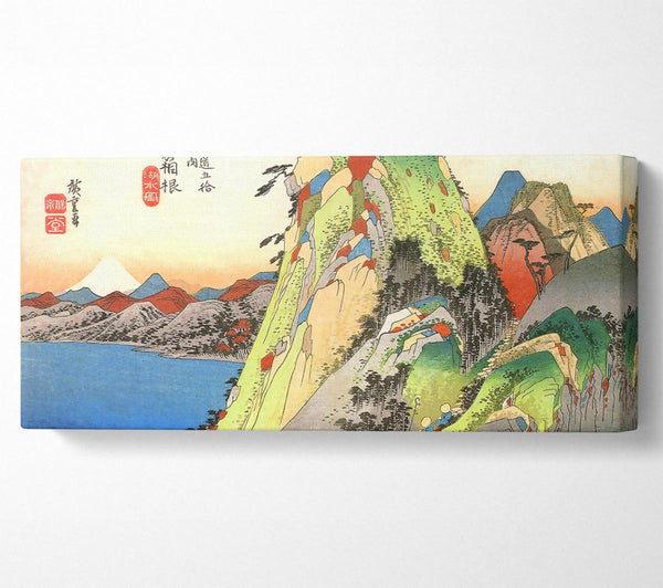 Hiroshige High Rocks By A Lake