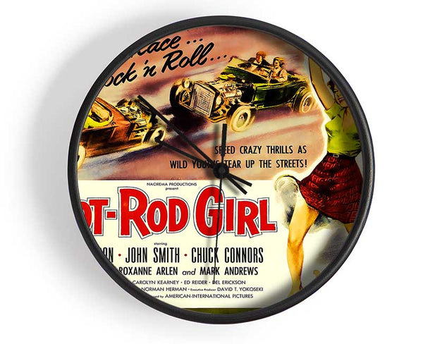 Hot Rod Girl Poster 2 Clock - Wallart-Direct UK