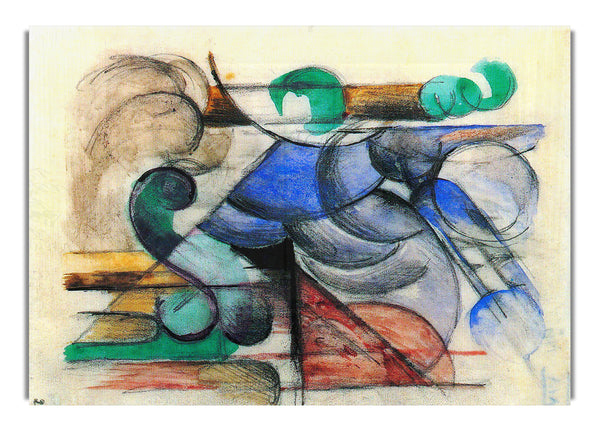 Haus in abstrakter Landschaft von Franz Marc
