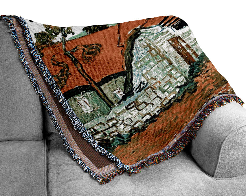 Van Gogh Houses In Auvers Woven Blanket