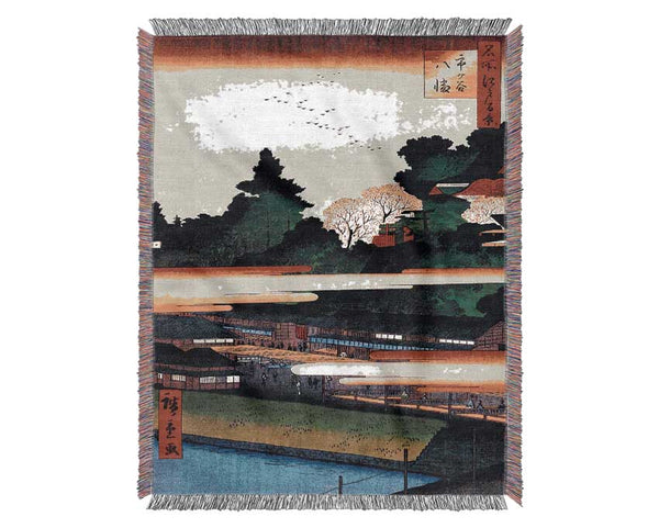 Hiroshige Ichigaya Hachiman Shrine Woven Blanket