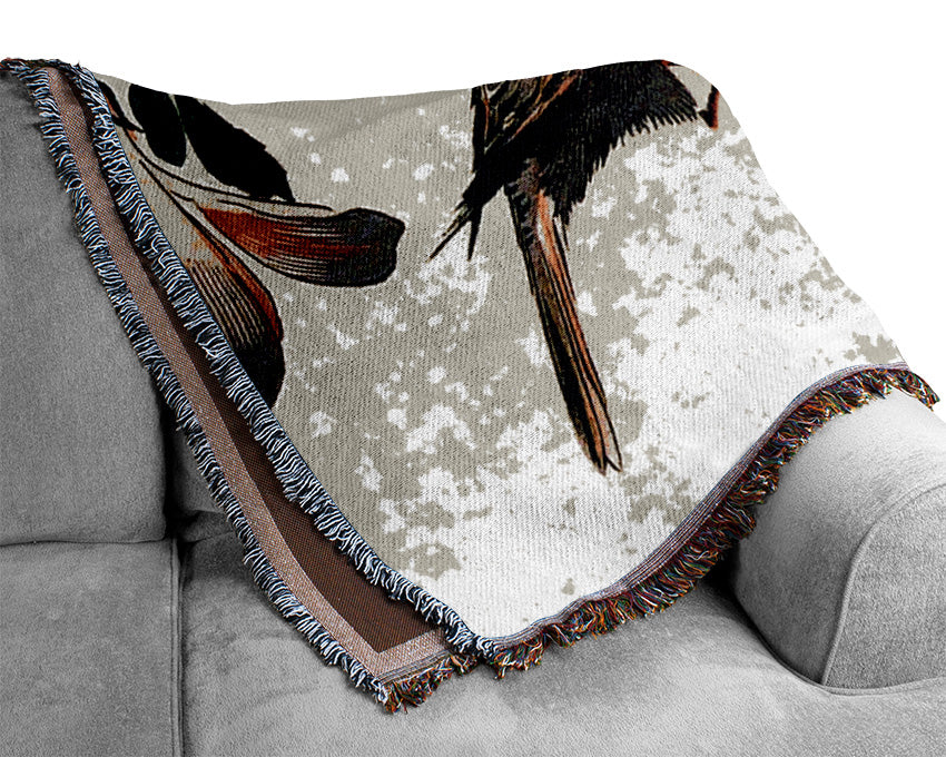 Hiroshige Java Sparrow And Magnolia Woven Blanket