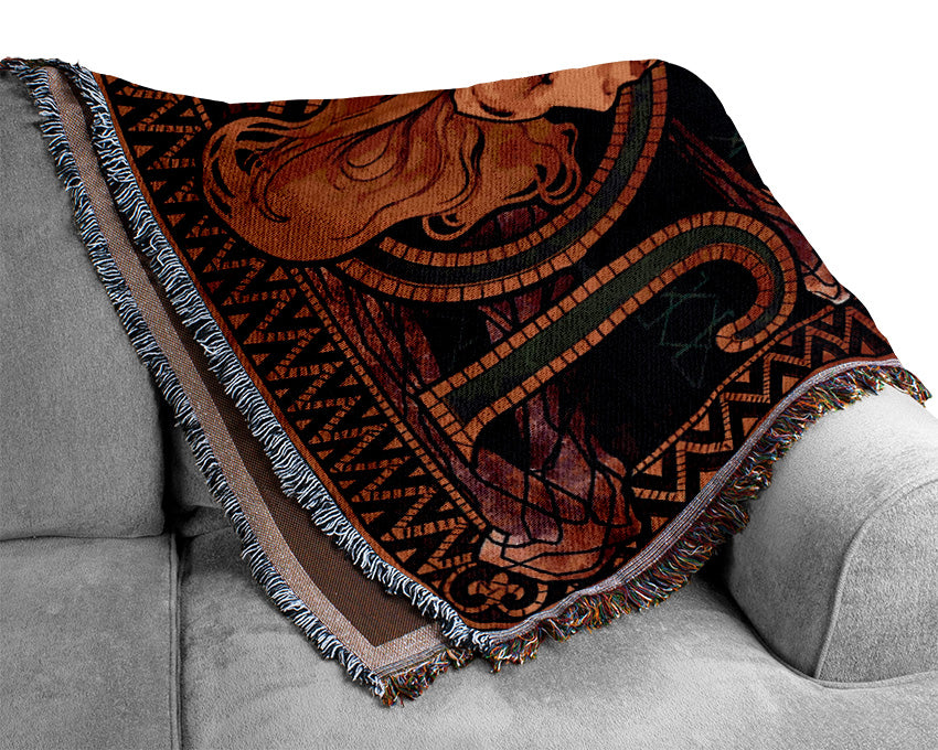 Alphonse Mucha Job Woven Blanket