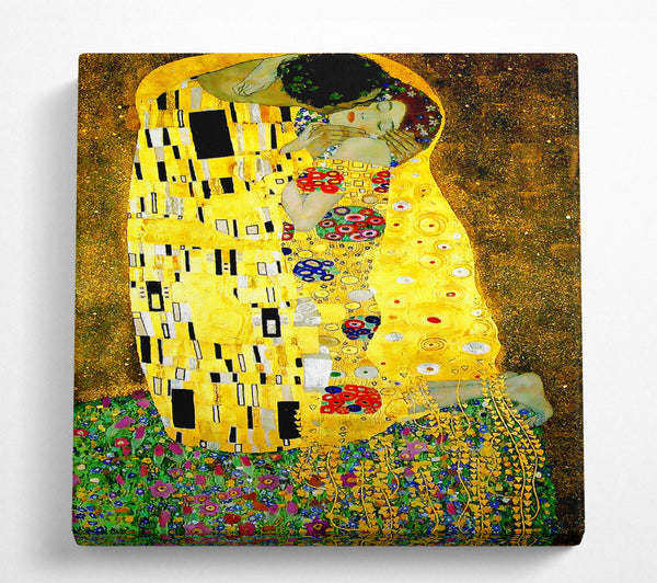 A Square Canvas Print Showing Klimt Kiss Square Wall Art