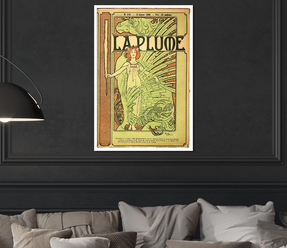Alphonse Mucha La Plume Print Poster Wall Art