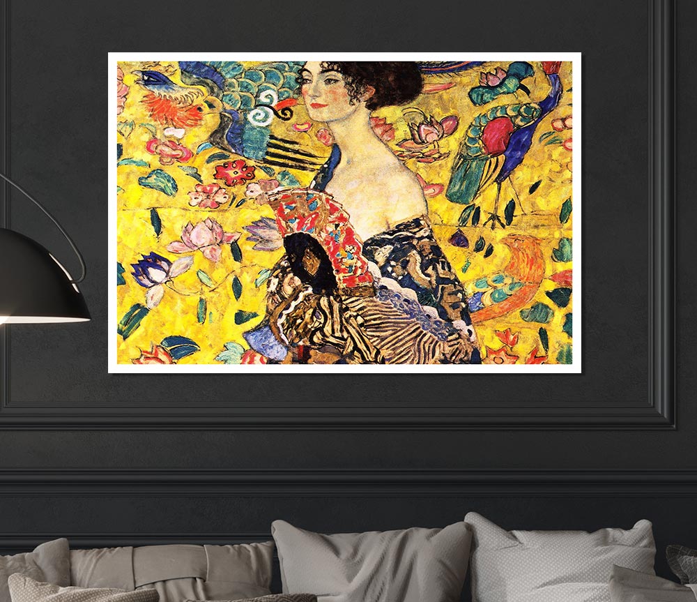 Klimt Lady With Fan Print Poster Wall Art