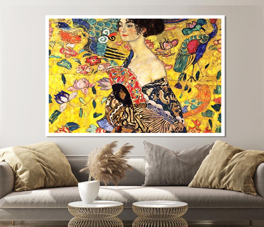 Klimt Lady With Fan Print Poster Wall Art