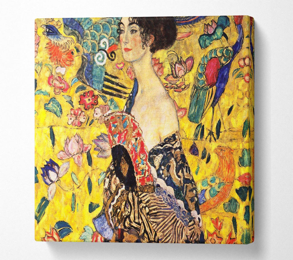 Picture of Klimt Lady With Fan Square Canvas Wall Art