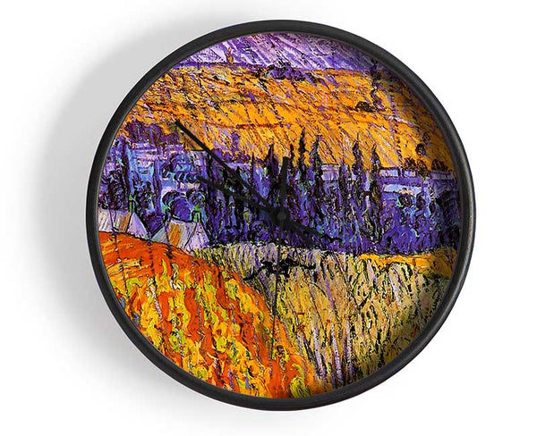 Van Gogh Landscape At Auvers In The Rain Clock - Wallart-Direct UK