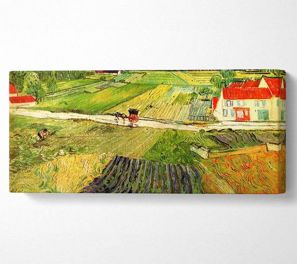 Van Gogh Landscape With Carriage And Train In The Background