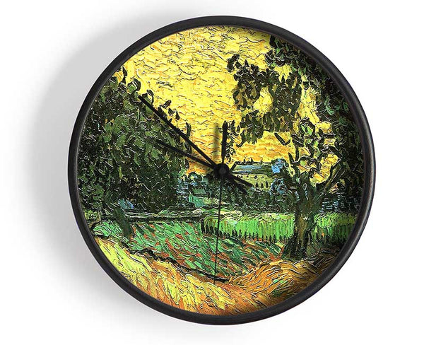 Van Gogh Landscape With Castle Auvers At Sunset Clock - Wallart-Direct UK