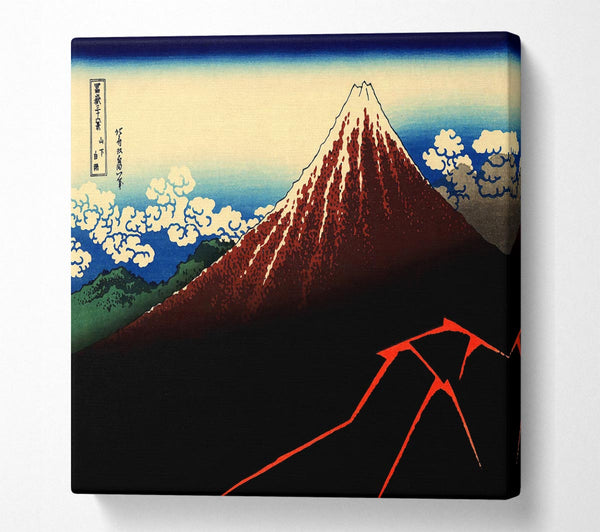 Picture of Hokusai Lightning Below The Summit Square Canvas Wall Art
