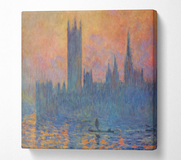 A Square Canvas Print Showing Monet London Parliament In Winter Square Wall Art