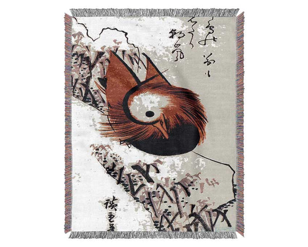 Hiroshige Mandarin Duck Woven Blanket