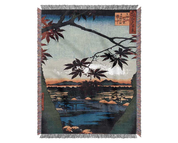 Hiroshige Maple Trees At Mama Woven Blanket