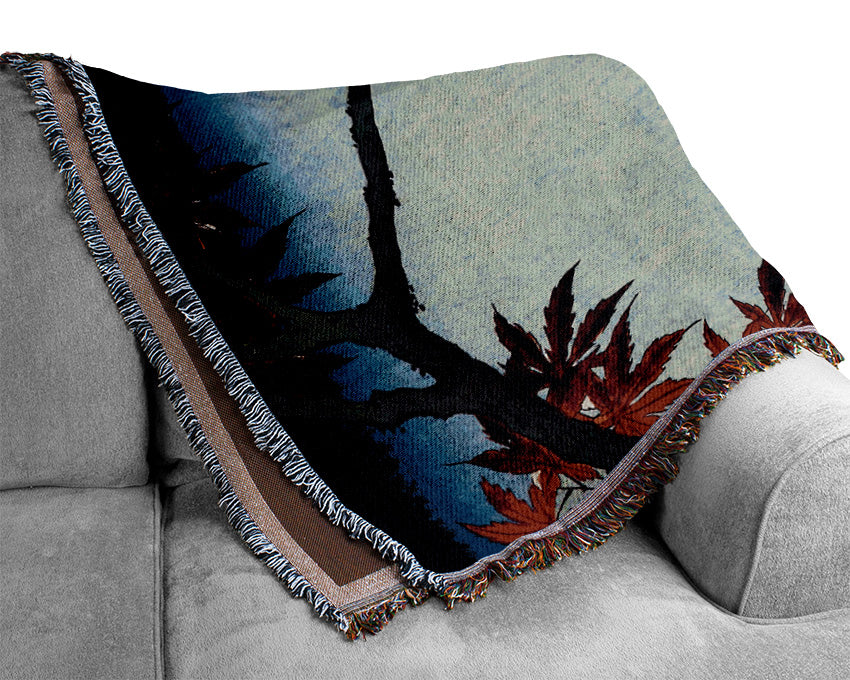 Hiroshige Maple Trees At Mama Woven Blanket