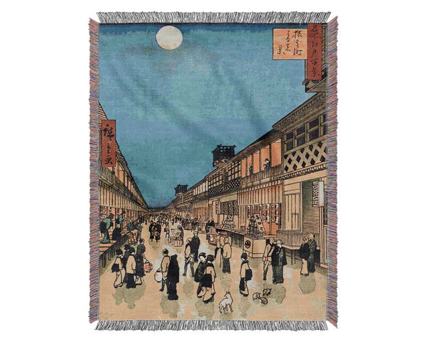 Hiroshige Marketplace Woven Blanket
