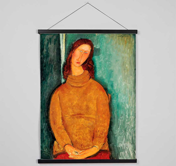 Mondigliani Portrait Of Jeanne Hebuterne Hanging Poster - Wallart-Direct UK