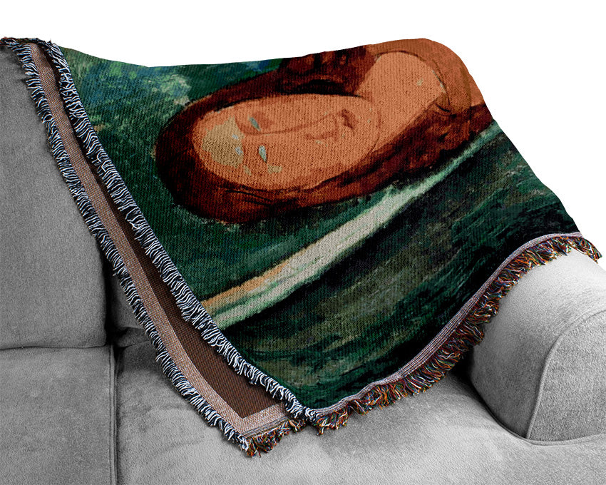 Mondigliani Portrait Of Jeanne Hebuterne Woven Blanket