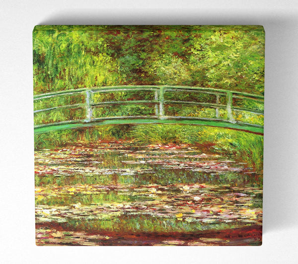 Picture of Monet Bridge Over The Sea Rose Pond Square Canvas Wall Art